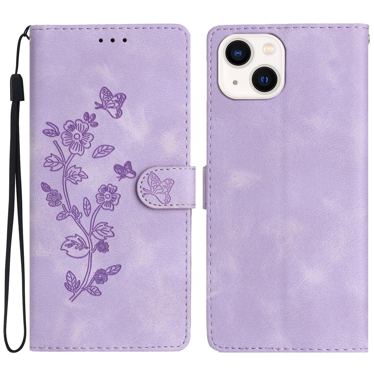 For iPhone 13 6.1 inch PU Leather Wallet Cover Flower Imprinted Phone Case with Stand For iPhone 13 6.1 inch PU Leather Wallet Cover Flower Imprinted Phone Case with Stand